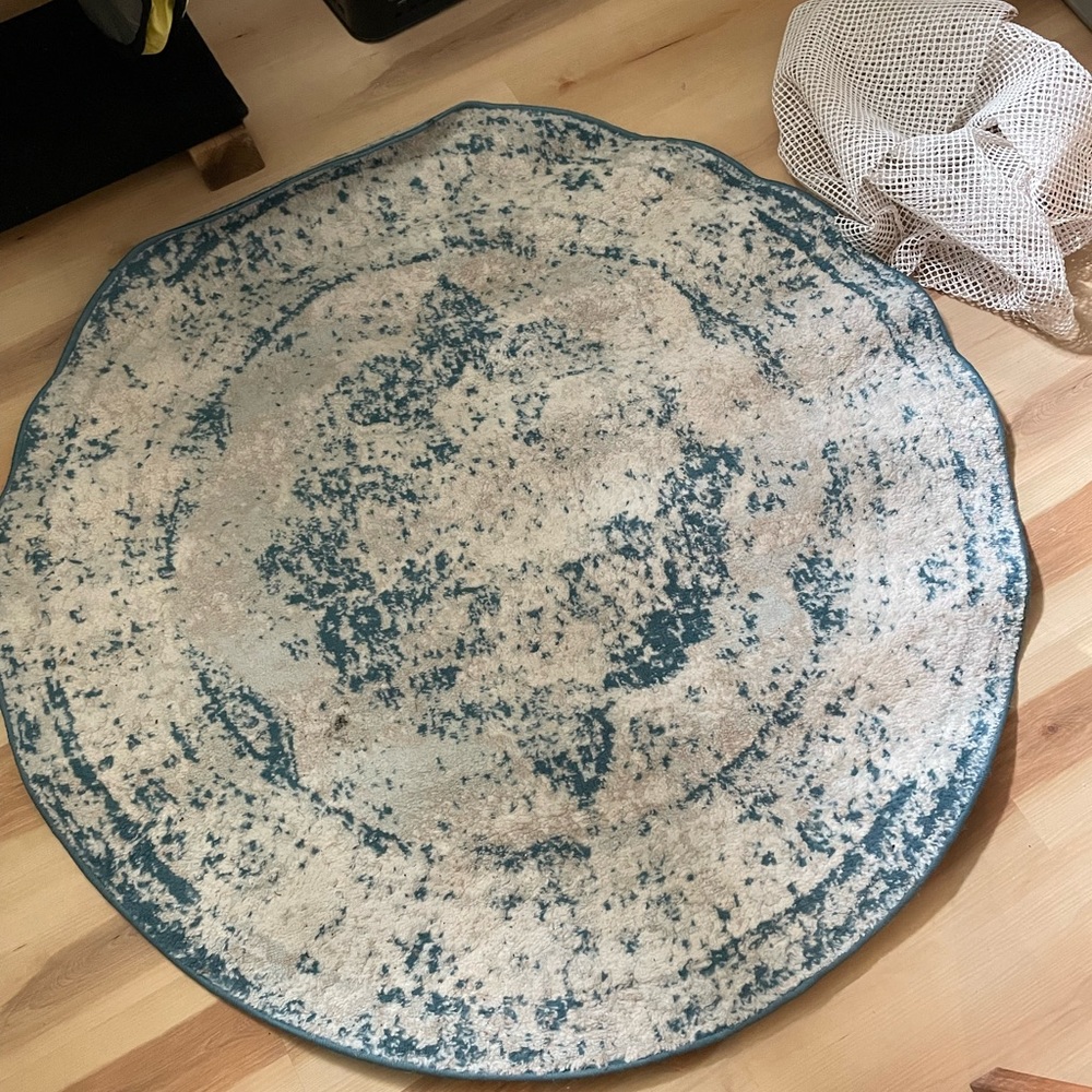 Sofia collection blue 4 ft circle rug